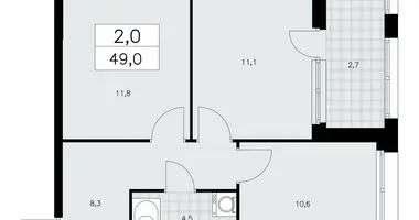 Apartamento 2 habitaciones en poselenie Sosenskoe, Rusia