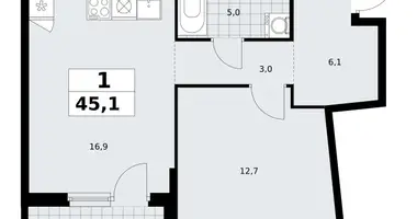 Apartamento 1 habitación en Troitsk, Rusia