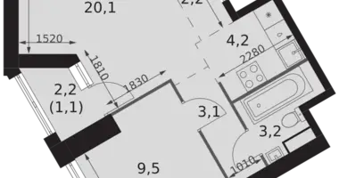 Apartamento 2 habitaciones en Konkovo District, Rusia