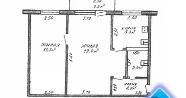 Apartamento 2 habitaciones en Rechytsa, Bielorrusia