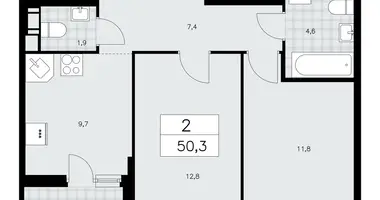 Apartamento 2 habitaciones en Krasnoye Selo, Rusia