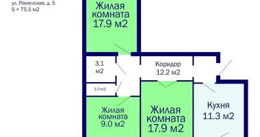 3 room apartment in Minsk, Belarus