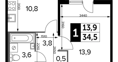 Mieszkanie 1 pokój w Nekrasovka District, Rosja