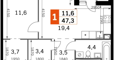 Квартира 1 комната в Москва, Россия