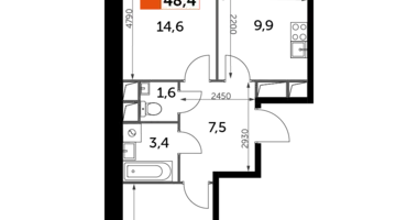 2 room apartment in Razvilka, Russia