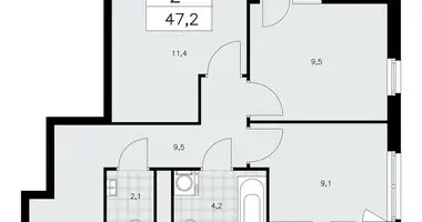 Apartamento 2 habitaciones en poselenie Sosenskoe, Rusia