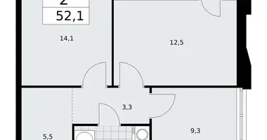 Apartamento 2 habitaciones en poselenie Sosenskoe, Rusia