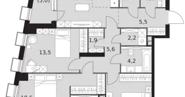 Apartamento 3 habitaciones en North-Western Administrative Okrug, Rusia