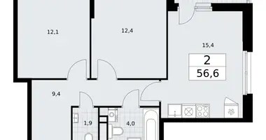 Wohnung 2 zimmer in Wnukowo, Russland