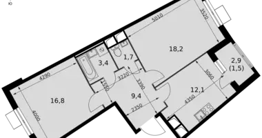 Apartamento 2 habitaciones en Razvilka, Rusia