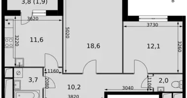 Apartamento 2 habitaciones en Razvilka, Rusia