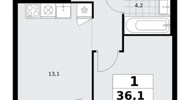 Квартира 1 комната в район Троицк, Россия