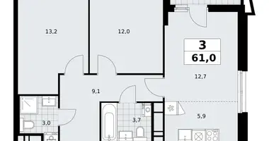 Apartamento 3 habitaciones en poselenie Sosenskoe, Rusia