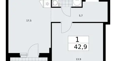 1 room apartment in Troitsk, Russia