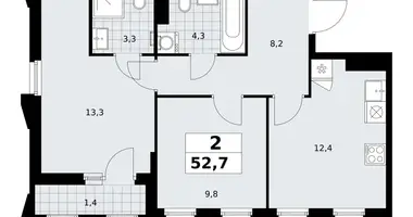 Mieszkanie 2 pokoi w Troick, Rosja