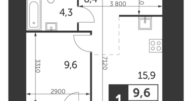 Mieszkanie 2 pokoi w Konkovo District, Rosja