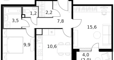 Appartement 2 chambres dans Moscou, Russie
