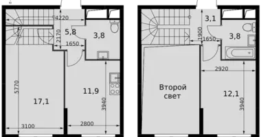 Wohnung 2 zimmer in Razvilka, Russland