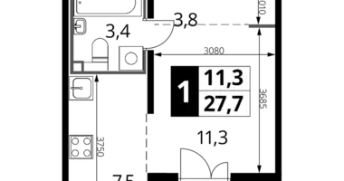 Kawalerka 1 pokój w Nekrasovka District, Rosja