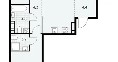 Apartamento 3 habitaciones en Moscú, Rusia