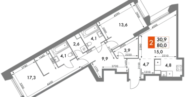 Квартира 2 комнаты в район Коньково, Россия