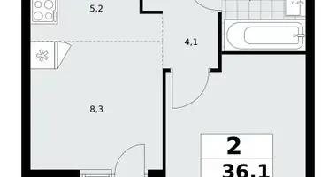 Apartamento 2 habitaciones en Moscú, Rusia