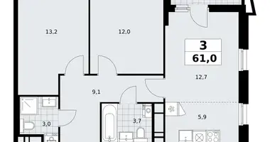 Apartamento 3 habitaciones en poselenie Sosenskoe, Rusia