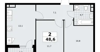 Wohnung 2 zimmer in Südwestlicher Verwaltungsbezirk, Russland