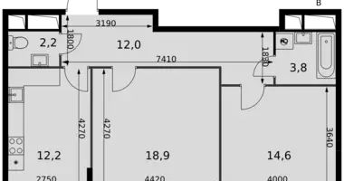 Apartamento 2 habitaciones en Razvilka, Rusia