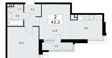 2 room apartment in Vnukovo, Russia