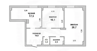 Apartamento 2 habitaciones en Pruzhany, Bielorrusia