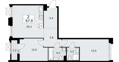 2 room apartment in Troitsk, Russia