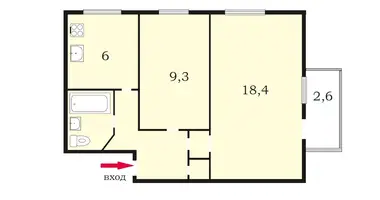 Apartamento 2 habitaciones en okrug Novoizmaylovskoe, Rusia