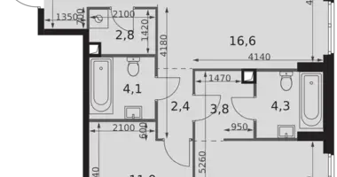 3 room apartment in Moscow, Russia