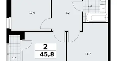 Wohnung 2 zimmer in Südwestlicher Verwaltungsbezirk, Russland