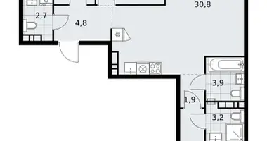 Apartamento 3 habitaciones en poselenie Sosenskoe, Rusia