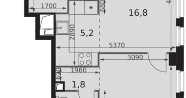 Apartamento 2 habitaciones en Moscú, Rusia