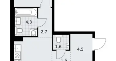 2 room apartment in Troitsk, Russia
