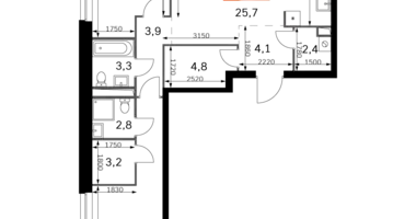 Appartement 3 chambres dans Moscou, Fédération de Russie