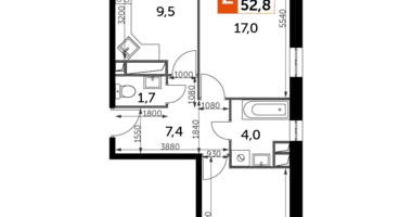 Apartamento 2 habitaciones en Veshki, Rusia