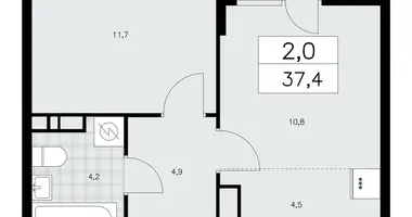 Apartamento 2 habitaciones en Moscú, Rusia