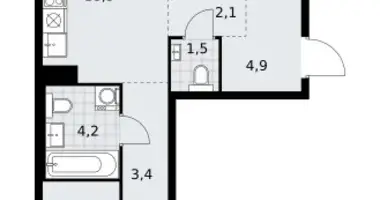 2 room apartment in Kommunarka, Russia