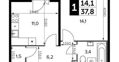 Квартира 1 комната в Москва, Россия