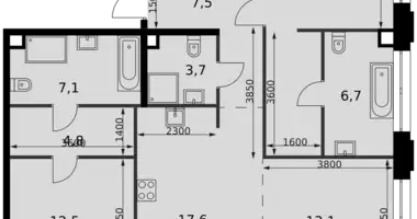 Apartamento 3 habitaciones en North-Western Administrative Okrug, Rusia