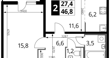 Mieszkanie 2 pokoi w Nekrasovka District, Rosja