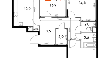 Apartamento 3 habitaciones en Razvilka, Rusia