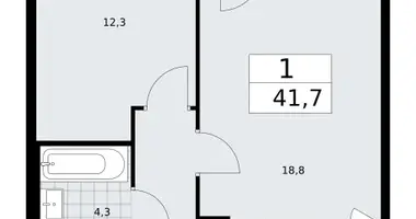 1 room apartment in Troitsk, Russia