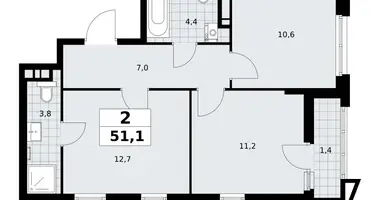 Mieszkanie 2 pokoi w poselenie Sosenskoe, Rosja