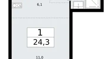 1 room apartment in Vnukovo, Russia