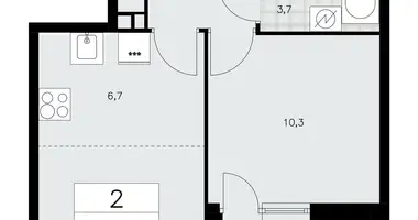 Apartamento 2 habitaciones en Moscú, Rusia